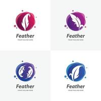 Set of Feather Logo Design Templates vector