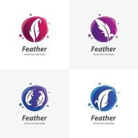 Set of Feather Logo Design Templates vector