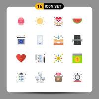 Group of 16 Modern Flat Colors Set for phone settings heart health option internet Editable Pack of Creative Vector Design Elements