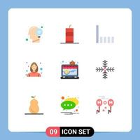 Universal Icon Symbols Group of 9 Modern Flat Colors of app woman military bomb female signal Editable Vector Design Elements