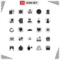 User Interface Pack of 25 Basic Solid Glyphs of woman girl idea female fashion Editable Vector Design Elements