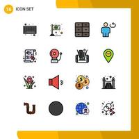 Universal Icon Symbols Group of 16 Modern Flat Color Filled Lines of card loop closet human avatar Editable Creative Vector Design Elements