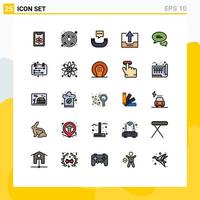 paquete de iconos vectoriales de stock de 25 signos y símbolos de línea para enviar mensajes de texto, chatear, cargar el teléfono, elementos de diseño vectorial editables del cajón vector