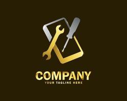 luxury gold phone repair logo design template vector