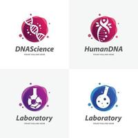 conjunto de plantillas de diseño de logotipos de laboratorios y ciencias vector