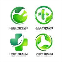 Collection of Abstract Gradient Nature Green Health Logo Design Template vector