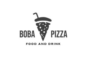 plantilla de diseño de logotipo de pizza y bebida de burbujas vector