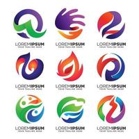 Collection of Gradient Abstract Logo Design Template Set vector