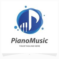 piano music logo design template vector