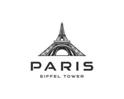 Ilustración de vector de diseño de logotipo de torre eiffel de París