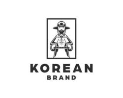 diseño de logotipo de sombrero de vestido tradicional coreano aislado sobre fondo blanco. ilustración de vector de símbolo de corea del sur