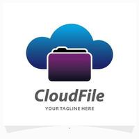 cloud file logo design template vector