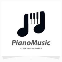 piano music logo design template vector