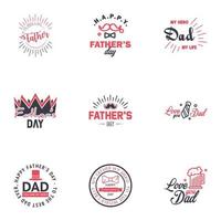 Happy fathers day 9 Black and Pink vintage retro type font Illustrator eps10 Editable Vector Design Elements