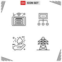 4 Icons Line Style Grid Based Creative Outline Symbols for Website Design Simple Line Icon Signs Isolated on White Background 4 Icon Set vector