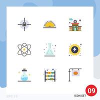 9 Universal Flat Colors Set for Web and Mobile Applications back to school lab police school physics Editable Vector Design Elements