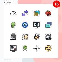 Set of 16 Modern UI Icons Symbols Signs for nature apple communication tree father Editable Creative Vector Design Elements