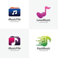 Set of Music Note Logo Design Templates vector