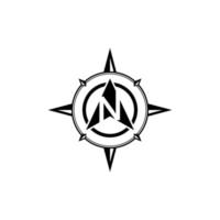 inspiración de la plantilla de diseño del logotipo de la brújula norte de la letra n vector