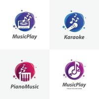conjunto de plantillas de diseño de logotipos de música vector