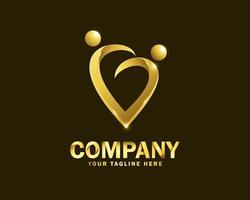 luxury gold family love logo design template vector