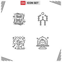 Universal Icon Symbols Group of 4 Modern Filledline Flat Colors of card fall action human tree Editable Vector Design Elements