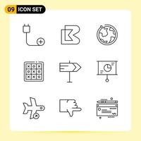 9 Creative Icons for Modern website design and responsive mobile apps 9 Outline Symbols Signs on White Background 9 Icon Pack vector