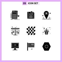 9 iconos creativos, signos y símbolos modernos de entretenimiento, juego bancario, marcador de posición de swing, elementos de diseño vectorial editables vector