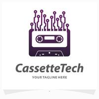 cassette tech logo design template vector