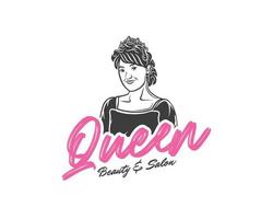 logotipo de la reina de la belleza y el salón. vector de ilustración de silueta de reina