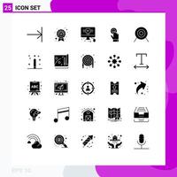 Set of 25 Modern UI Icons Symbols Signs for archery interface video touchscreen internet Editable Vector Design Elements