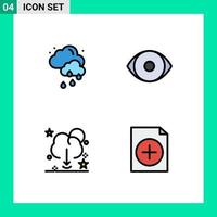 Stock Vector Icon Pack of 4 Line Signs and Symbols for cloud download eye vision server Editable Vector Design Elements