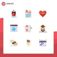 paquete de iconos de vector de stock de 9 signos y símbolos de línea para monetización servidor corazón red regalo elementos de diseño de vector editables