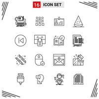 16 iconos estilo de línea basados en cuadrícula símbolos de esquema creativos para el diseño de sitios web signos de icono de línea simple aislados en fondo blanco conjunto de 16 iconos vector