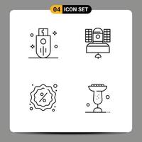 4 User Interface Line Pack of modern Signs and Symbols of devices telecommunication stick broadcast reduction Editable Vector Design Elements