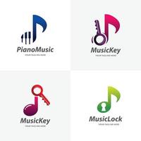 conjunto de plantillas de diseño de logotipo de nota musical vector