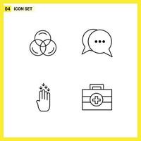 Group of 4 Modern Filledline Flat Colors Set for rgb gesture chat bubble hospital Editable Vector Design Elements