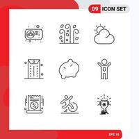 Modern Set of 9 Outlines Pictograph of business vegetable sun potato office Editable Vector Design Elements