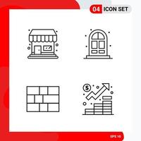 Creative Set of 4 Universal Outline Icons isolated on White Background vector