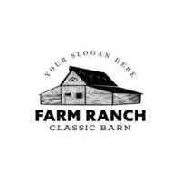 plantilla de diseño de logotipo de rancho de granja dibujado a mano vector
