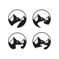 montaña negra con conjunto de logotipos de variaciones de carretera vector