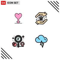 4 Creative Icons Modern Signs and Symbols of heart search appraisal finder cloud Editable Vector Design Elements
