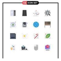 Group of 16 Flat Colors Signs and Symbols for target search path plan foretelling Editable Pack of Creative Vector Design Elements