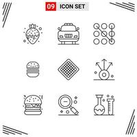 9 Icons Line Style Grid Based Creative Outline Symbols for Website Design Simple Line Icon Signs Isolated on White Background 9 Icon Set vector