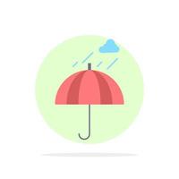 paraguas camping lluvia seguridad clima color plano icono vector