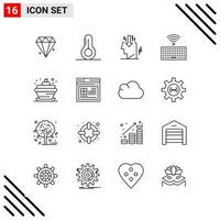 Pixle Perfect Set of 16 Line Icons Outline Icon Set for Webite Designing and Mobile Applications Interface vector