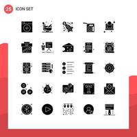 25 Thematic Vector Solid Glyphs and Editable Symbols of laptop petrol spa gas money Editable Vector Design Elements