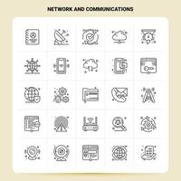 OutLine 25 Network And Communications Icon set Vector Line Style Design Black Icons Set Linear pictogram pack Web and Mobile Business ideas design Vector Illustration