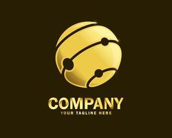 luxury gold globe tech logo design template vector