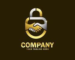 luxury gold lock deal logo design template vector